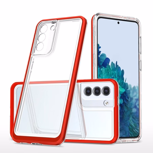 Clear 3in1 Case for Samsung Galaxy S21 + 5G (S21 Plus 5G) Frame Gel Cover Red