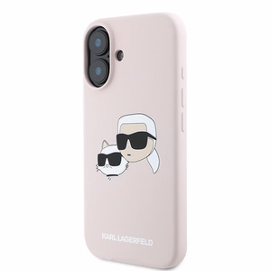 Karl Lagerfeld Silicone Nauble Heads Print MagSafe Ümbris jaoks iPhone 16 Plus - Roosa