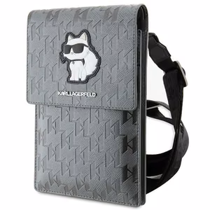 KARL LAGERFELD universal bag jaoks mobile KLWBSAKHPCG (Saffiano Mono Choupette) hõbedane