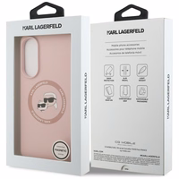 Karl Lagerfeld Silicone Nauble Heads And Circle MagSafe Ümbris jaoks Samsung Galaxy S25 Edge - Roosa
