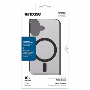 Incase Slim Case MagSafe'i toega ümbris iPhone 16-le, must ja poolläbipaistev