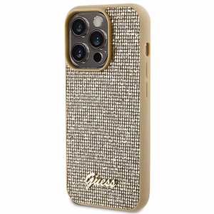Guess Disco Metal Script ümbris jaoks iPhone 15 Pro - kuldne