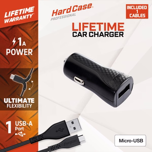 Energizer HardCase DC1ALMCM autolaadija, USB-A, 1 A, Micro-USB-kaabliga, must