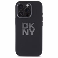 DKNY Liquid Silicone Metal Logo iPhone 16 Pro Ümbris - Must