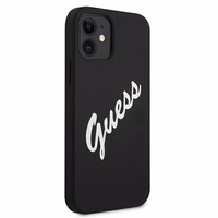 Guess GUHCP12SLSVSBW iPhone 12 mini 5.4" must-valge kõvakaaneline Silikoon Vintage