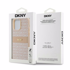 DKNY Leather Mono Stripe & Metal Logo ümbris jaoks iPhone 14 Pro - roosa