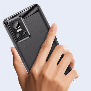 Carbon Case ümbris Realme GT Neo 3 paindlikule silikoonist süsinikkattele musta värvi