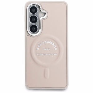 Karl Lagerfeld Embossed Ring RSG Logo MagSafe ümbris Samsung Galaxy S26 roosa