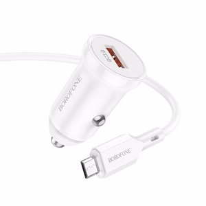 Borofone автомобильное зарядное устройство BZ18 - USB - QC 3.0 18W с кабелем USB на Micro USB белое