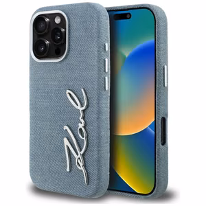 Karl Lagerfeld FW Jeans Signature Logo чехол iPhone 16 Pro - синий