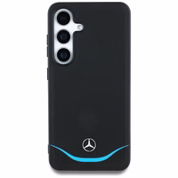 Mercedes Leather Contrasted sinine Horizontal Curve MagSafe Ümbris jaoks Samsung Galaxy S25 - must