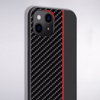Tel Protect CARBON Ümbris jaoks Iphone 12 Pro Max Must with punane stripe