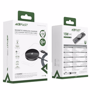 Acefast E24 Qi2 15W magnetiline induktiivlaadija 1.2m USB-C kaabliga - must