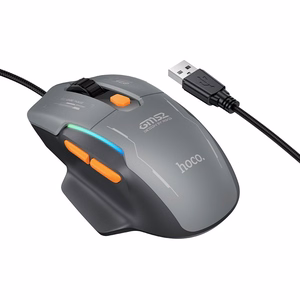 Hoco GM52 RGB juhtmega mängurihiir, must ja hall