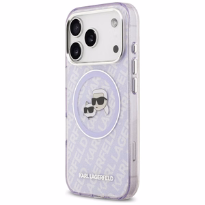 Karl Lagerfeld IML Glitter Karl & Choupette Heads Logo MagSafe Ümbris jaoks iPhone 17 Pro Max - Lilla