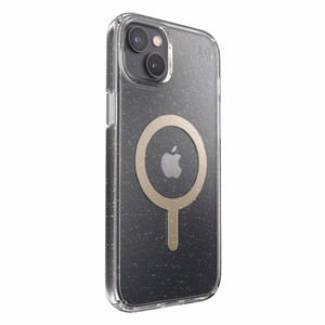 Speck Presidio Perfect-Clear with Glitter + MagSafe ümbris seadmele iPhone 15 Plus / 14 Plus, Microban mikroobivastase kaitsega, Clear / Gold Glitter värvikombinatsioon