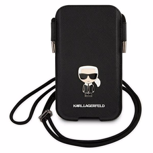 Karl Lagerfeld käekott KLHCP12LOPHKMK 6,7" must hardcase Saffiano Ikonik Karl's