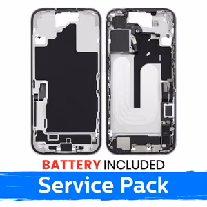 Mid-Frame Housing Apple iPhone 16 Back Housing + Battery / White / (Service Pack)