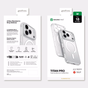 AmazingThing Titan Pro Lens ümbris mudelile iPhone 18 Pro Max, kaamerakaitsega ja paelakinnitusega, ühildub MagSafe'iga – värv: läbipaistev