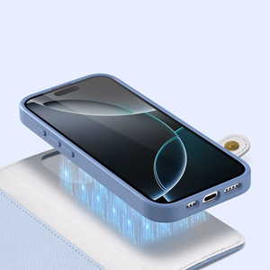Dux Ducis Lawa Leather Ümbris jaoks iPhone 16 Pro Max with Detachable Magnetic Wallet - Sinine