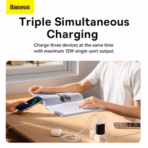 Baseus Compact Quick Charger, 3x USB, 17W (Must)