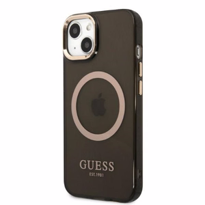 Guess Gold Outline Translucent MagSafe чехол для iPhone 13 - чёрный