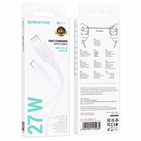 Borofone Kaabel BX111 Feliz - Type C to Lightning - PD 27W 1 metre valge