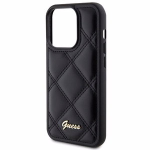 Guess Quilted Metal Logo ümbris jaoks iPhone 15 Pro - must