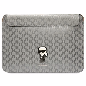 Karl Lagerfeld Saffiano Monogram Ikonik ümbris jaoks a 14" laptop - hõbedane