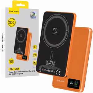 Blavec BJ-03 Power Bank 5000mAh Ultra Slim 7.8mm Type-C 22.5W magnetic MagSafe 3-in-1 orange aluminum
