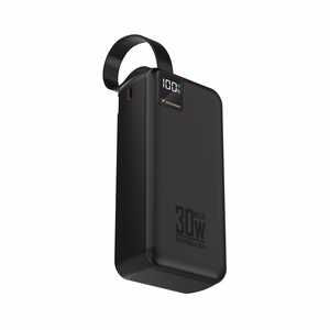 Wozinsky W8-W 30000 mAh 30W akupank, 2x USB-A, USB-C, taskulambiga, must