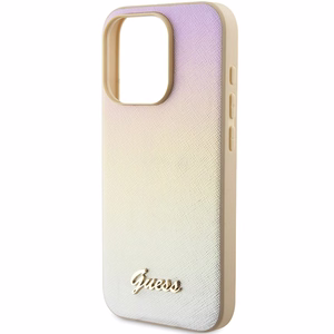 Guess GUHCP15XPSAIRSD iPhone 15 Pro Max 6.7" kuldne/kuldne hardcase Saffiano Iridescent Script