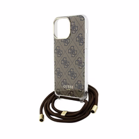 Guess Crossbody Cord 4G Print ümbris jaoks iPhone 15 Pro - brown