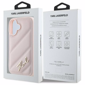 Karl Lagerfeld Quilted Signature iPhone 16 Ümbris - roosa