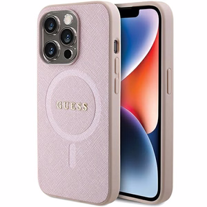 Guess Saffiano MagSafe ümbris jaoks iPhone 15 Pro - roosa