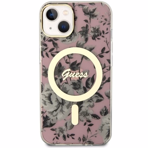 Guess Flower MagSafe ümbris jaoks iPhone 14 - roosa