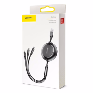 Кабель USB Baseus "3in1" чёрный 35cm / 120cm