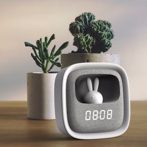 Alarm clock with LED Bunny night light PURE FNL-06 AURORA valge square Forever Light
