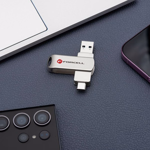 Pendrive 32GB USB 3.2 Gen 1 (USB A / USB C) Forcell F-Data Metal Duo hõbedane