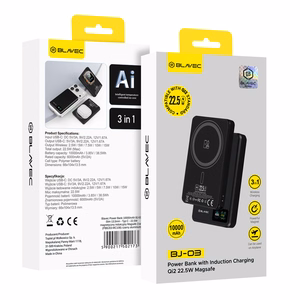 Blavec akupank 10000mAh BJ-03 Slim 13,5mm - Type C - 22,5W magnetiline Magsafe 3 in 1 (PBBJ03-MC10B) must alumiinium