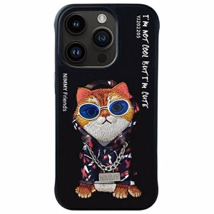 Nimmy Glasses Cool Cat Ümbris jaoks iPhone 15 Pro - Must