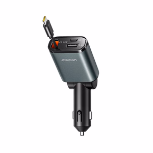 Joyroom JR-CCL07 3-in-1 Car Laadija with Built-in Retractable Kaabel - Dark hall