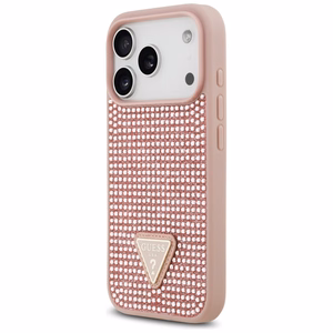 Guess Rhinestone Triangle Logo чехол для iPhone 17 Pro - розовый