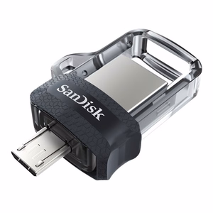SanDisk 173386 USB mälupulk 128 GB USB Type-A / Micro-USB must, läbipaistev