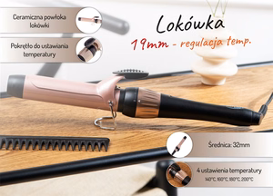 Adler AD 2118 – keraamiline lokitang, 32 mm, kuni 200 °C, 56 W, must/roosa
