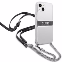 Guess GUHCP13SKC4GBSI iPhone 13 mini 5.4" läbipaistev kõvakott 4G Hall rihm hõbedane kett