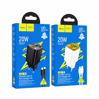 Phone Laadija Hoco USB A + USB C QC3.0 PD 3A 20W + Kaabel USB C to Lightning N52 valge