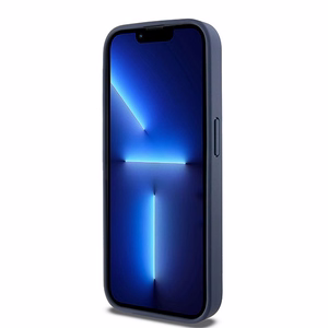 DKNY Leather Mono Stripe & Metal Logo ümbris jaoks iPhone 15 Pro - sinine