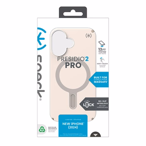 Speck Presidio2 Pro MagSafe'i ja ClickLocki toega ümbris iPhone 16-le, Bleached Bone/Heirloom Gold