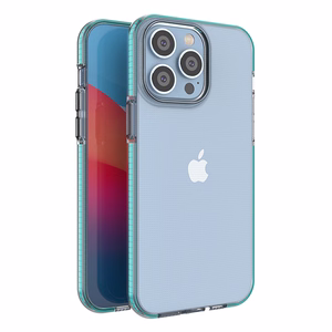 Spring Case iPhone 14 Pro Max silikoonist ümbris koos raamiga helesinine